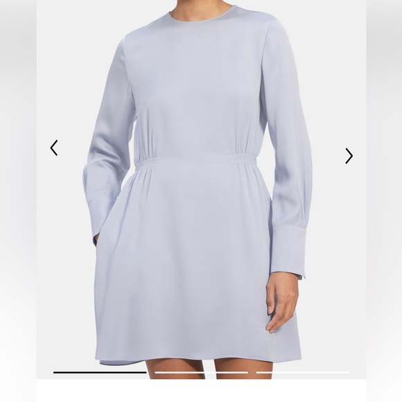 Theory Lucillia Dress in Silk Georgette, Size 0, Navy Pattern. - Picture 5 of 6